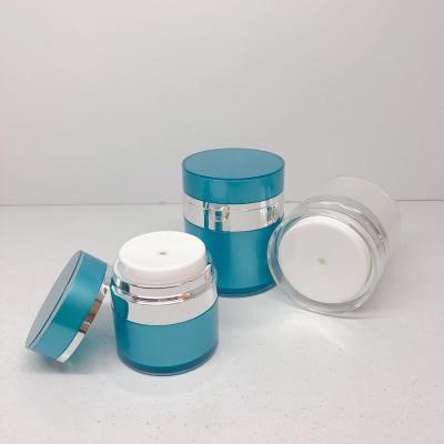 China Skin Care Cream Button Vacuum Cream Jar Jar Press Pump Glass Airless Pump Bottles for sale