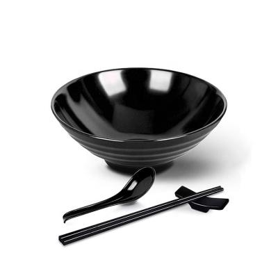 China Viable Big 33oz Restaurant Melamine Ramen Bowls Spoons Set Complete Dinnerware Set With Chopsticks And Racks for sale