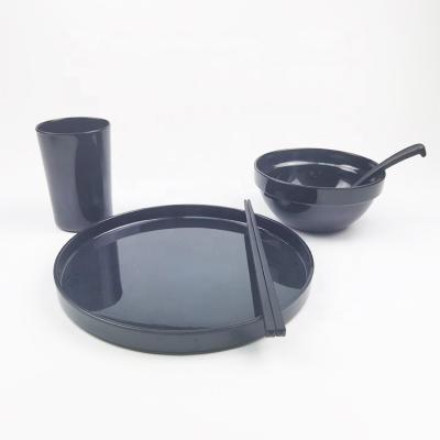 China Sustainable set of 3 black melamine deep plate and bowl set for sale