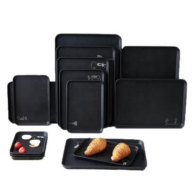 China 6 Size Tray Set Custom Print Dinnerware Eco - Friendly Melamine Tray Set Black for sale