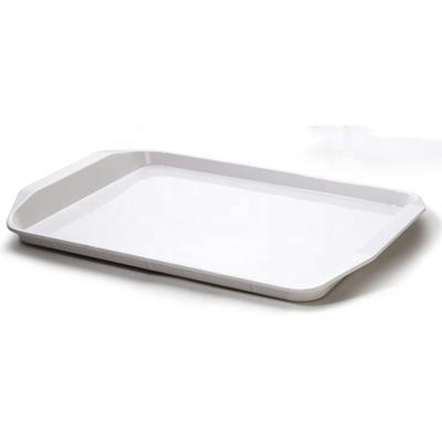 China Eco-Friendly Spot Hotel Supplies 17.0 Inch Rectangular White Melamine Tray With Handle for sale