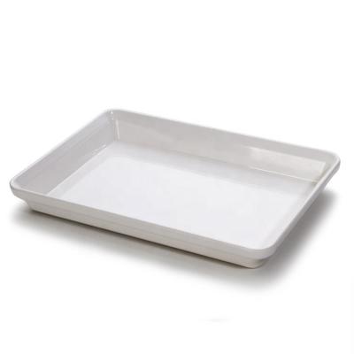 China Eco-Friendly Spot Hotel Supplies 15.0 Inch Rectangular White Melamine Restaurant Storage Tray for sale