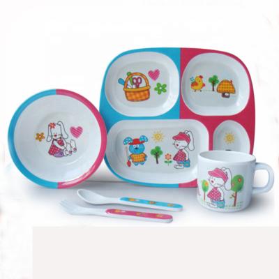 China Food Safety Plastic Custom Printing Tableware Melamine Plastic Kids Tableware for sale