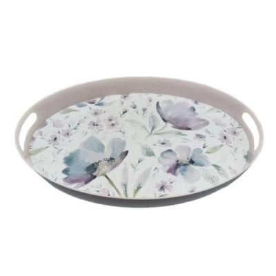 China 19.5 Inch Eco-Friendly Custom Print Melamine Plastic Oval Tray With Handles for sale