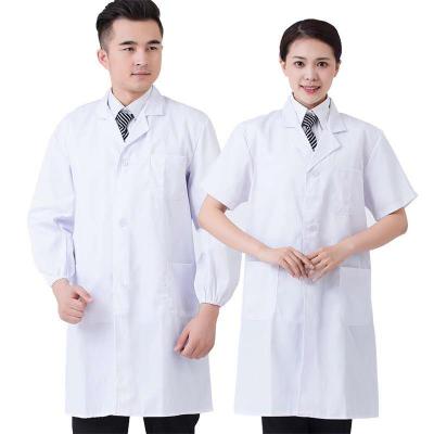 China Hospital Long Sleeves Doctor Clothing Lab Coat Unisex Professional Uniforms White Lab Overall Coat for sale