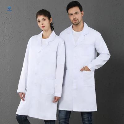 China Doctors Uniform Coat Medical Lab Pocket Nursing Jacket White Polyester Long Sleeve Nurse Clothes for sale