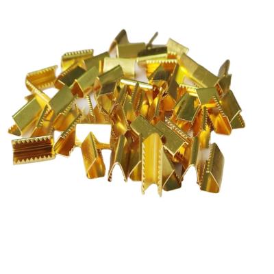 China Various Sustainable Promotional Goods Using Gold Stainless Steel Crimp Ribbon End Rope With Clip for sale