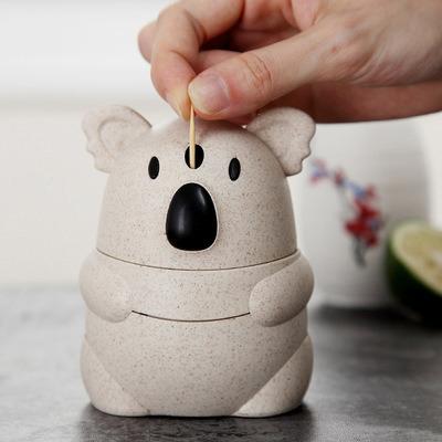 China Viable Recyclable Plastic Toothpick Box Press Koala Shape Wheat Straw Picktooth Holder For Home Animal Restaurant for sale