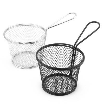 China Suitable Mini French Metal Round Fried Mesh Food Filter Fryer Basket Suitable Barbecue Party Restaurant Kitchen Accessories for sale