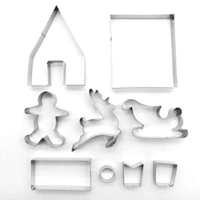 China Disposable Baking Tools DIY 3D Gingerbread House Cookie Cutter Bake Cookie Cutter Mold Set Halloween Christmas Gift for sale