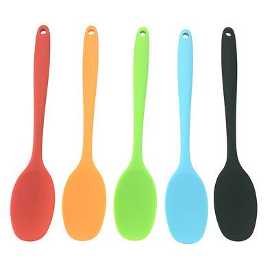 China Kitchen Utensil Viable Color Silicone Pure Color Silicone Spatula Spoon For Kitchen Cooking Heat Resistant Non-stick Scraper for sale