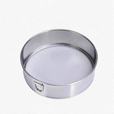 China Pastry Tools Stainless Steel Flour Sifter Thickened Rice Sieve Viable Baking Bottom Mesh Filter Round for sale