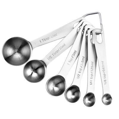 China High Quality Sustainable 6 Pieces Stainless Steel Measuring Cup Kitchen Cooking Tools Accessories Baking Measuring Cup for sale