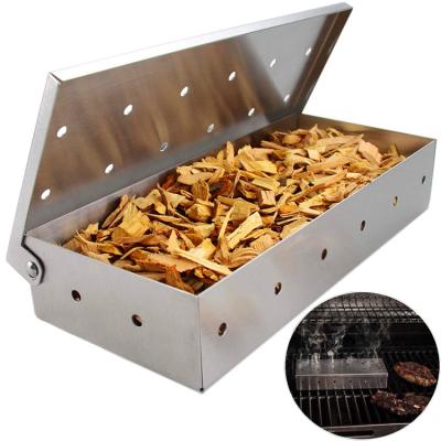 China Easily Cleaned Outdoor BBQ Tools 430# Stainless Steel BBQ Wood Chip Smoker Box For BBQ Meat for sale