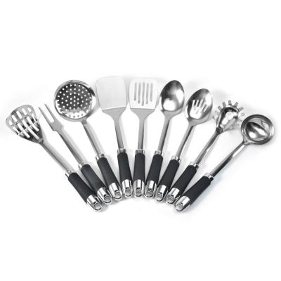 China Viable Manufacturers Wholesale Stainless Steel Kitchen Utensil Spatula Soup Spoon Set For Cooking for sale