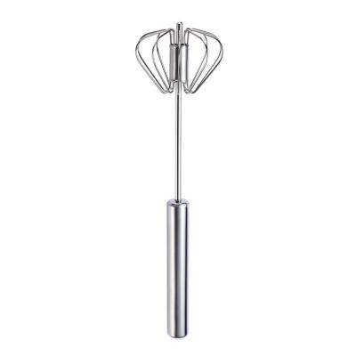 China New Style Viable Stainless Steel Semi-automatic Egg Beater Kitchen Tool Rotating Durable Egg Beater for sale