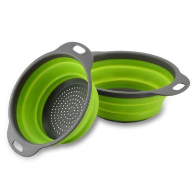 China Sustainable Kitchen Gadgets Colored Collapsible Strainer Silicone Collapsible Colander for sale