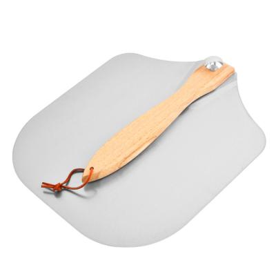 China Stocked hot sale pizza peel shovel pizza spatula aluminum metal pizza paddle with foldable wooden handle for sale