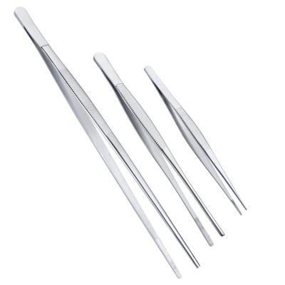 China Extra Long Easily Cleaned Stainless Steel Food Tongs Fine Tweezers Kitchen Tweezers For Cooking Tongs for sale