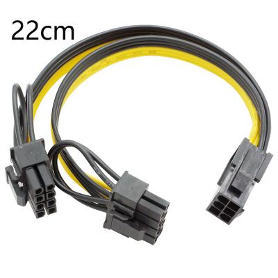 China 22cm Tinned Copper PCI-e 18AWG 6pin to Dual 6Pin Graphics Video Card Power Cable PCI Express Power Splitter Cable / PCIe 6pin-2x (6+2pin) for sale