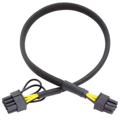 China 92cm PCI-E 6 Pin Tinned Copper Male to 8 Pin Male Bundle Mesh Server Interface Adapter Panel Nylon Power Cord for sale