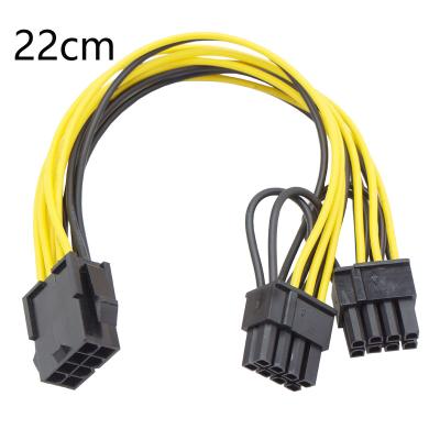 China 22cm Tinned Copper CPU Interface 8pin Bus To Dual 6 + 2pin Male 8p Power Cord To Dual 8p Power Cord Computer Graphics Card Adapter for sale