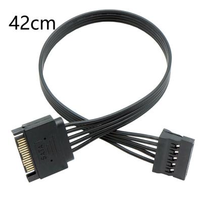 China 42cm Tinned Copper 5 Wire SATA15 Pin Male And Female Extension Cable Computer Hard Disk Optical Drive Interface Extension Power Cable for sale