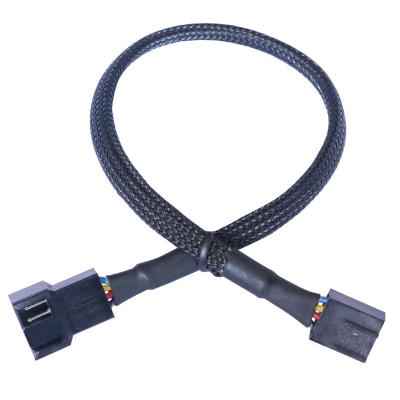 China 27cm Computer PWM Temperature Control 4Pin Fan Interface Extension Cable Mesh Motherboard CPU Fan Tinned Copper Nylon Extension Cable for sale