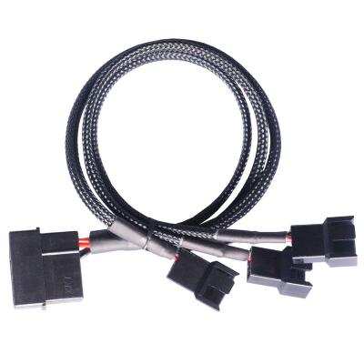 China PVC computer D port ide 4 pin to small 4/3 pin chassis One to three pin fan cable CPU motherboard fan cables, wrapped with nylon me for sale