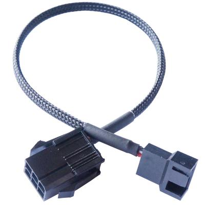 China PVC 6 Pin Female Head To 4 Pin Computer Fan Chassis Nylon Expansion CA Linear Power Cable Package Small Mesh Chassis for sale