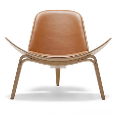 China Bentwood Backrest Shell Chair Nordic Wood Dining Modular Smiling Three Leg Chair for sale