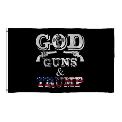 China Election Custom 3*5ft Polyester Digital Printing God Gun Trump 2024 Flag For Election for sale