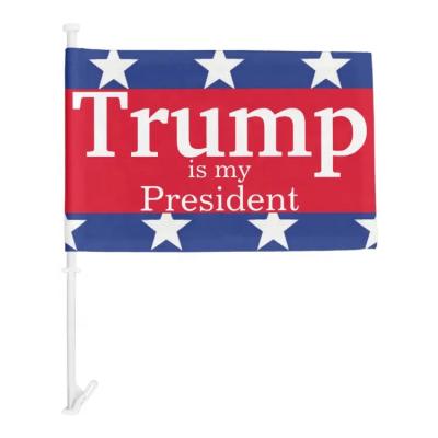 China Health Care Institute 2024 Blue Color 12*18inch 30*45cm Custom Polyester President Trump Car Flag High Quality for sale