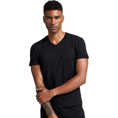 China Men's QUICK DRY T-shirt Summer Black And White Short Sleeve V-Neck Slim Fit Shirt for sale