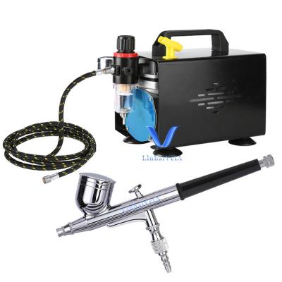 China LinhaivetA Hobby Nail Airbrush Compressor Gun Kit Oil Free Portable Airbrush Machine for sale