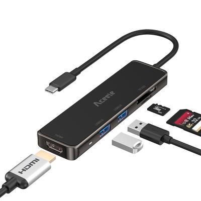 China Charging+Data Transfer+Video Output Hot Sale Amazon Accle Style New Deep Black Color 5 In 1 Type C Usb Hub for sale