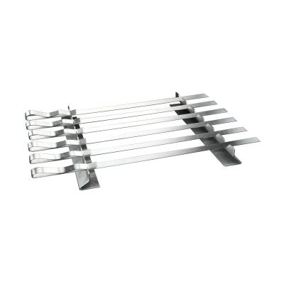 China Easily Cleaned 17 Inch Stainless Steel Kebab BBQ Skewer Skewers BBQ Metal Flat Skewers For Grilling for sale