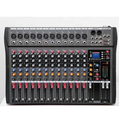 China Professional Concert Mixer Audio Interface USB Broadcast Console 12 Channel Sound Effector Mixer for sale