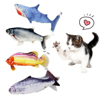 China Viable jumping toy for cats and fish toy USB simulation dancing moving touch point interactive jumping fish filling toy for sale