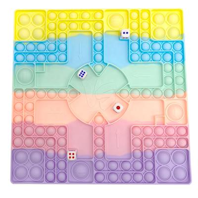 China Newly developed silicone macaron wiggle chessboard sieve game toy developed by 2021factory Amazon rainbow chessboard push bubble toy for sale