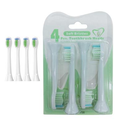 China Household Manufacture Clean Patent Design Standard 4 Pcs Of A Pack Toothbrush Heads HX6062/64 Diamondclean Replacement Brush Heads for sale