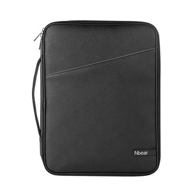 China Promotional Handle Strap Nbear Black PU Leather Lightweight Casual Business Laptop Bag For Waterproof for sale