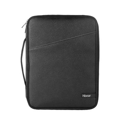 China Nbear 14inch Unique PU Leather Business Classy Laptop Hp Case Bag Waterproof Shockproof Black Pocket For Women Men With Handle for sale