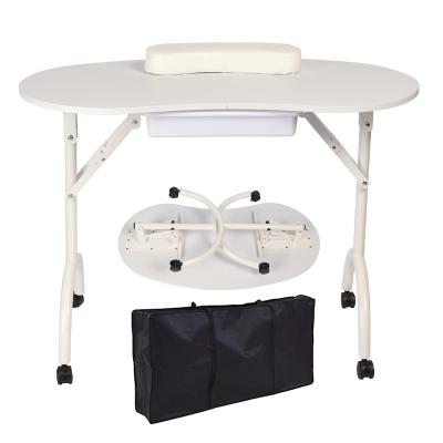 China Portable Modern Nail Table Folding Manicure Table With ABS Drawer Nail Table Salon Manicure Desk for sale