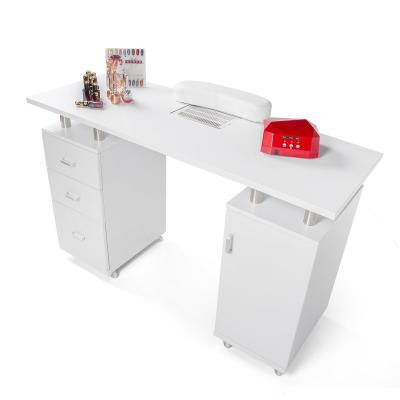 China Modern Modern Style Nail Desk With Professional Nail Art Dust Collector And Wheels Table Nail Salon Table for sale