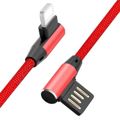 China 90 degree right angle fast charging special design made of 90 degree right angle nylon braided to prevent from cut off fast charging USB cable for Apple for sale