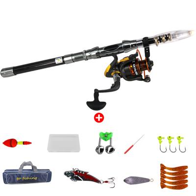 China Wholesale High Quality Carbon Fiber Outdoor Fishing Telescopic Type 2.1m Series Fishing Rod Reel Set For Traveling With Handbag for sale