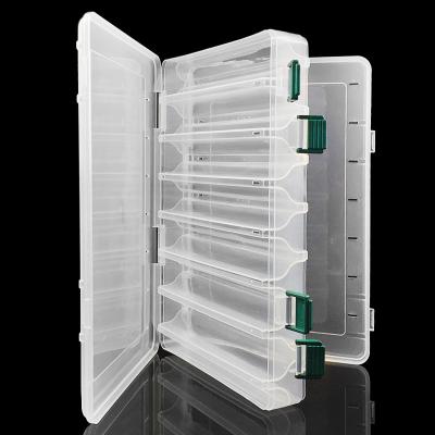 China 14 Compartments High Quality Double Sided Fishing Outdoor PP Transparent Fishing Lure Fish Bait Box Tool Box for sale