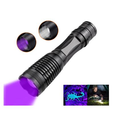 China Outdoor Aluminum Ultraviolet Detector Scorpion UV Torch Blacklight Torch 395nm Urine Light Kits XML T6+UV LED UV Flashlight for sale