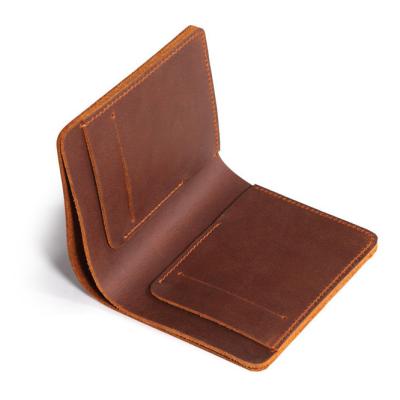 China Custom Brown Waterproof Classic Genuine Leather Men's Wallets Your Logo RFID Blocking Slim Minimalist Wallet For Men for sale